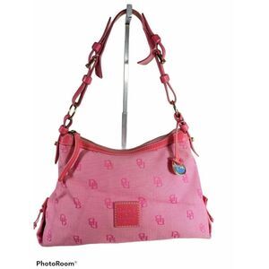 Dooney & Bourke Pink Signature Monogram Shoulder Bag Purse Baguette Barbiecore
